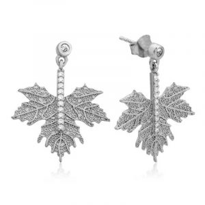 Gümüş Çınar Yaprağı Küpe