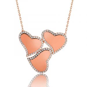 Gümüş İsimli Üç Kalpli Bayan Kolye