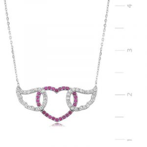 Gümüş Kanatlı Kalp Bayan Kolye