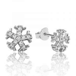 Gümüş Kar Tanesi Çivili Küpe