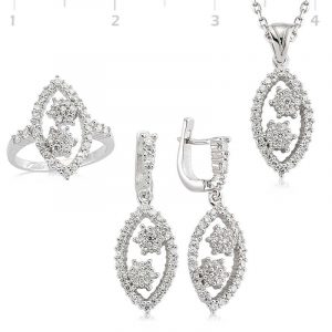 Gümüş Zirkon Taşlı Bayan Set