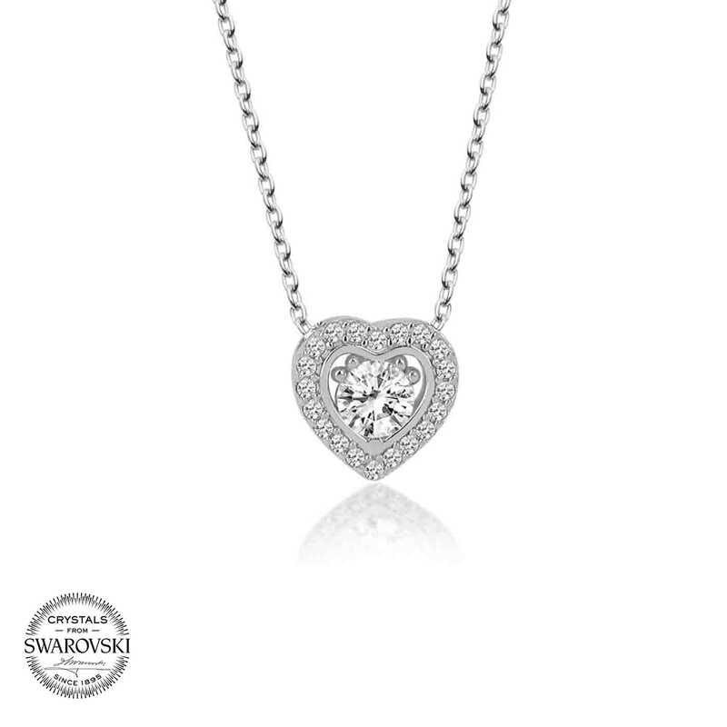 Swarovski Taşlı Gümüş Kalp Bayan Kolye Swarovski Taşlı Gümüş Kalp Bayan Kolye