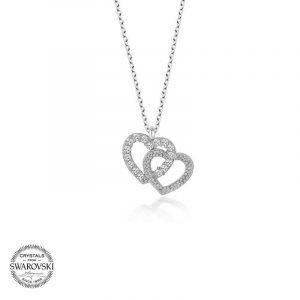 Swarovski Taşlı Gümüş Kalp Bayan Kolye