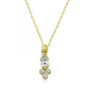 Gümüş Çiğ Damlası Mekik Tektaş Bayan Kolye